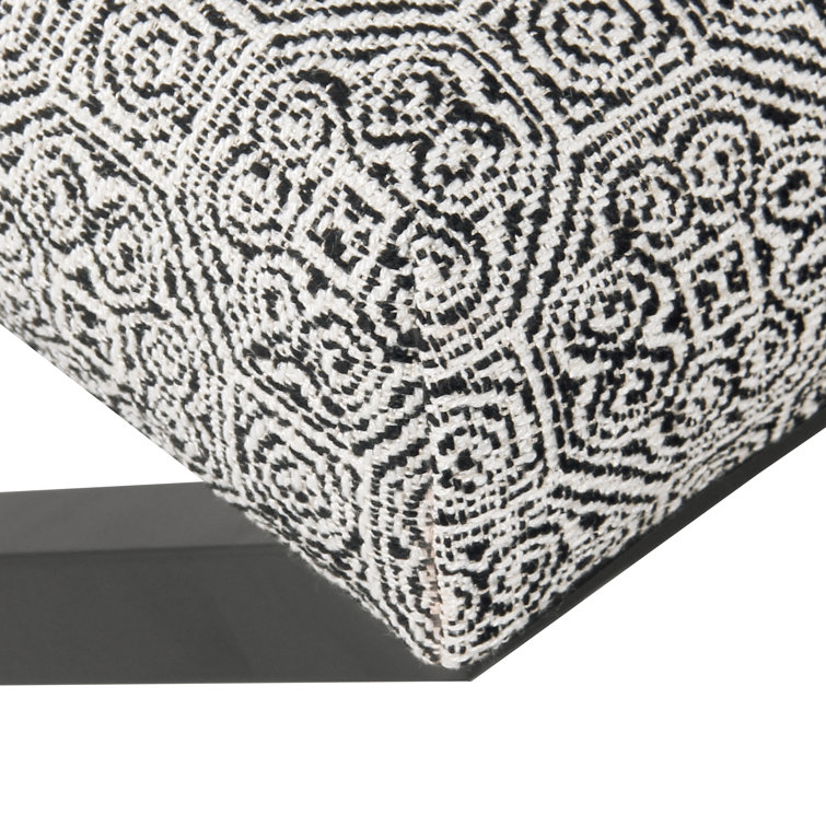Global Print Cushioned Metal X-Base Footstool in Black