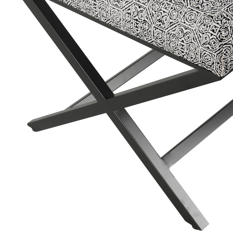 Global Print Cushioned Metal X-Base Footstool in Black