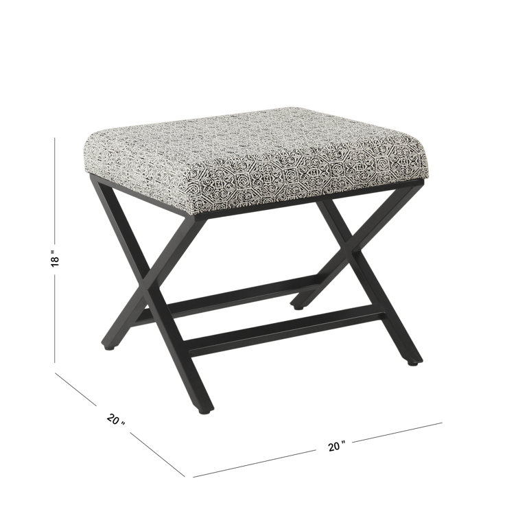 Global Print Cushioned Metal X-Base Footstool in Black