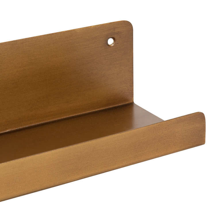 Gold Metal Floating Wall Shelf Set for Living Room or Bedroom