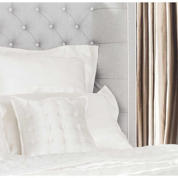 Ivory Silk Square Pillow Cover with Feather Fill