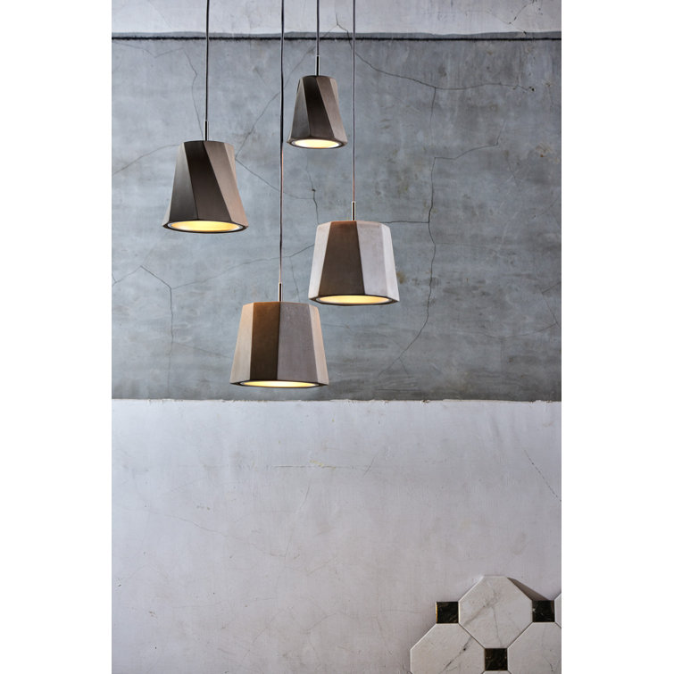 Castle Rock 7.9" Aluminum Drum Pendant with Concrete Shade