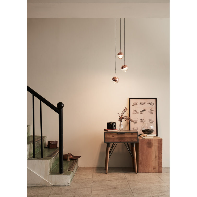 Copper Glass LED Globe Pendant Light Set