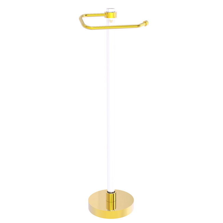 Polished Brass and Acrylic Free Standing Toilet Paper Holder