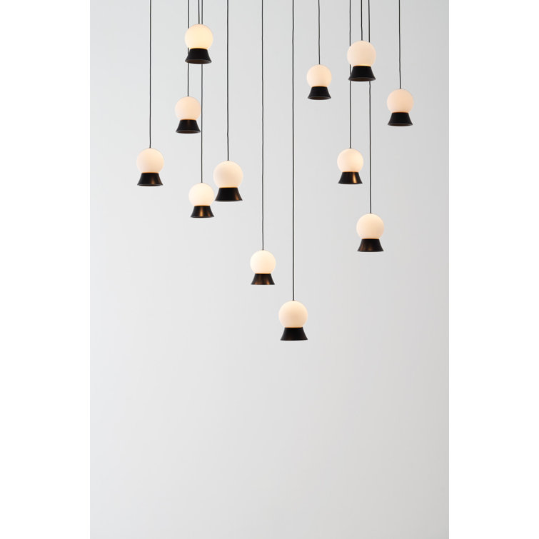 Matte Black Fuji Inspired 12-Light LED Globe Pendant