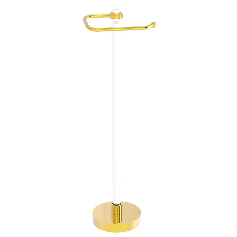 Polished Brass and Acrylic Free Standing Toilet Paper Holder