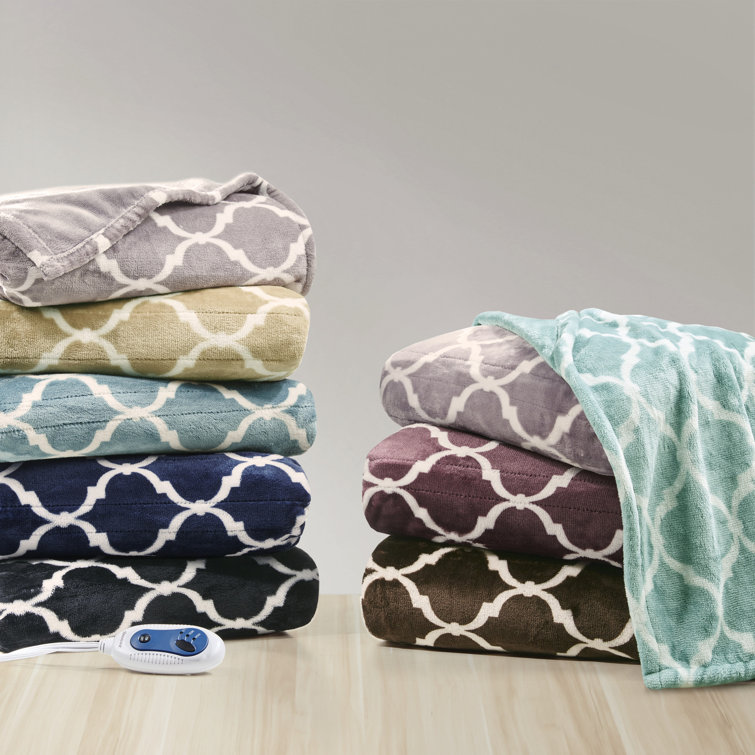 Lavender Electric Heated Ogee Oversized Throw Blanket