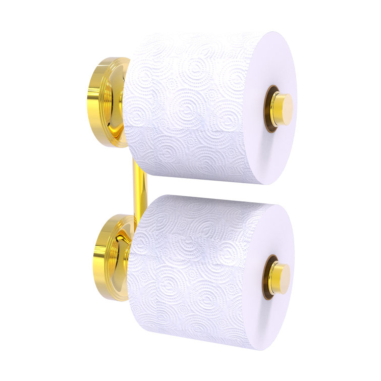 Polished Brass Dual Roll Wall Mounted Toilet Paper Holder
