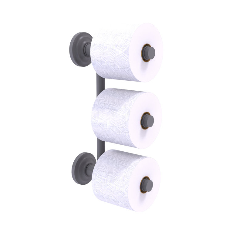 Matte Gray Brass Wall Mounted 3-Roll Toilet Paper Holder