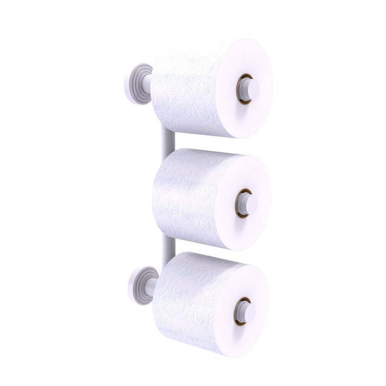 Matte White Solid Brass Wall Mounted Triple Toilet Paper Holder