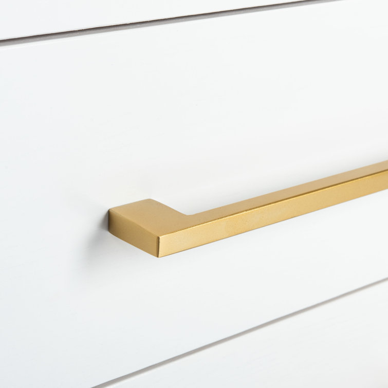 Estelle Transitional White 6-Drawer Dresser with Brass Accents
