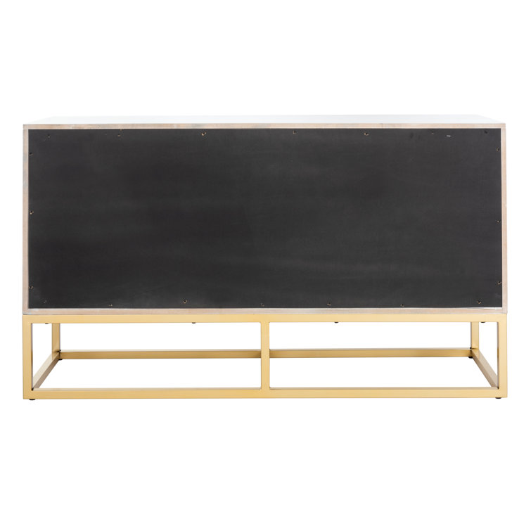 Estelle Transitional White 6-Drawer Dresser with Brass Accents