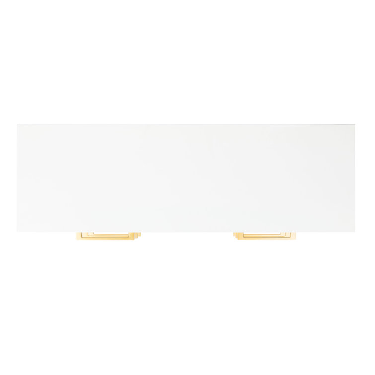 Estelle Transitional White 6-Drawer Dresser with Brass Accents