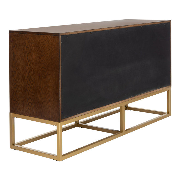 Estelle Transitional Walnut Dresser with Brass Accents 56"