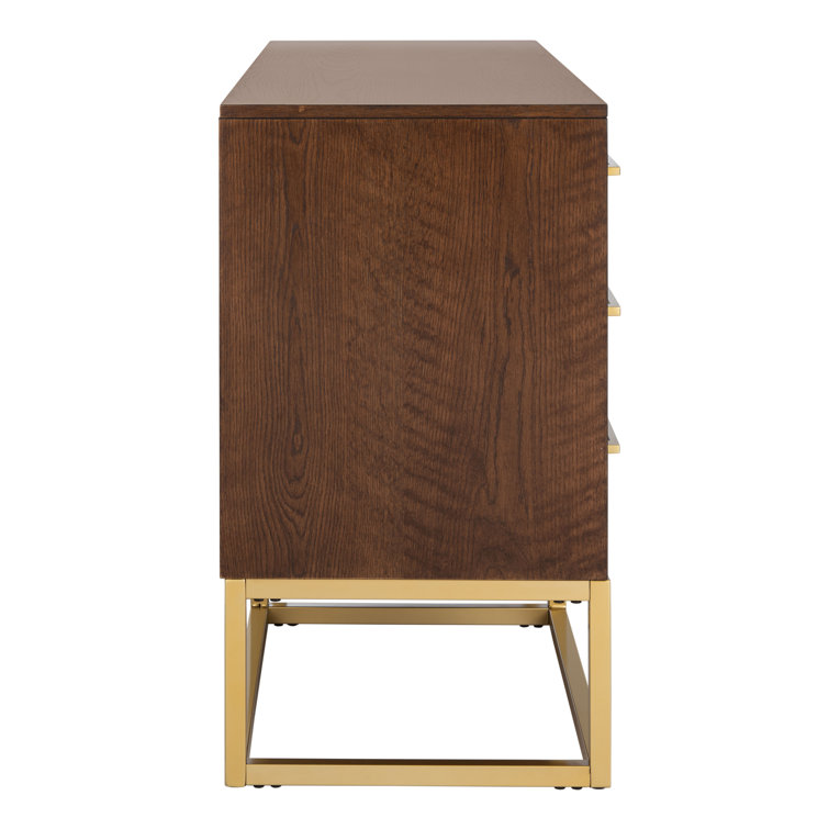 Estelle Transitional Walnut Dresser with Brass Accents 56"