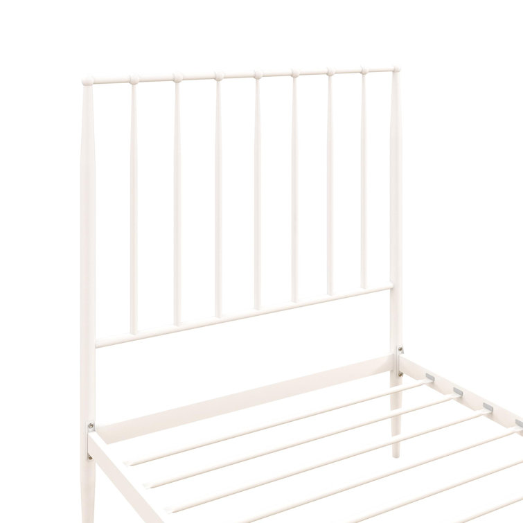 Twin Gold Metal Platform Bed with Headboard and Slats