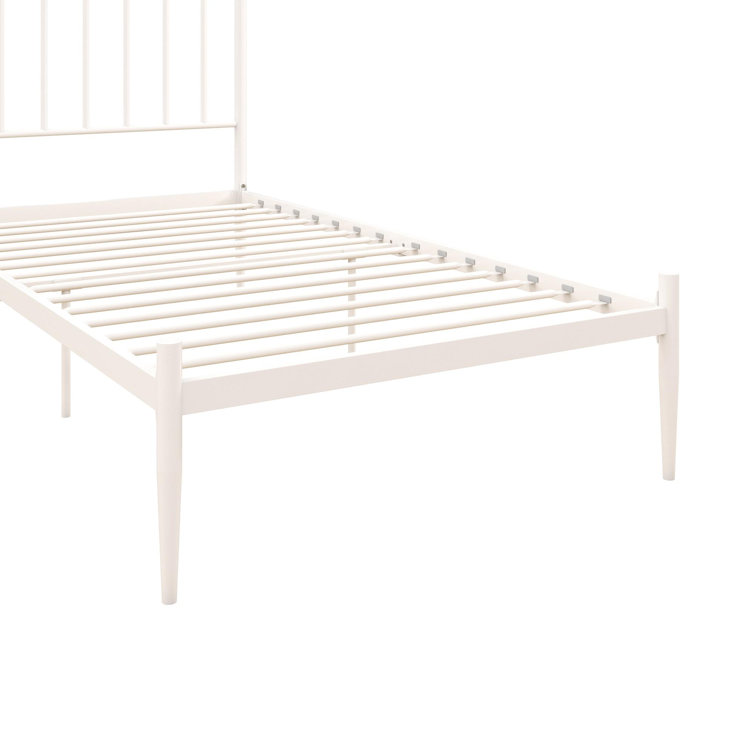 Twin Gold Metal Platform Bed with Headboard and Slats