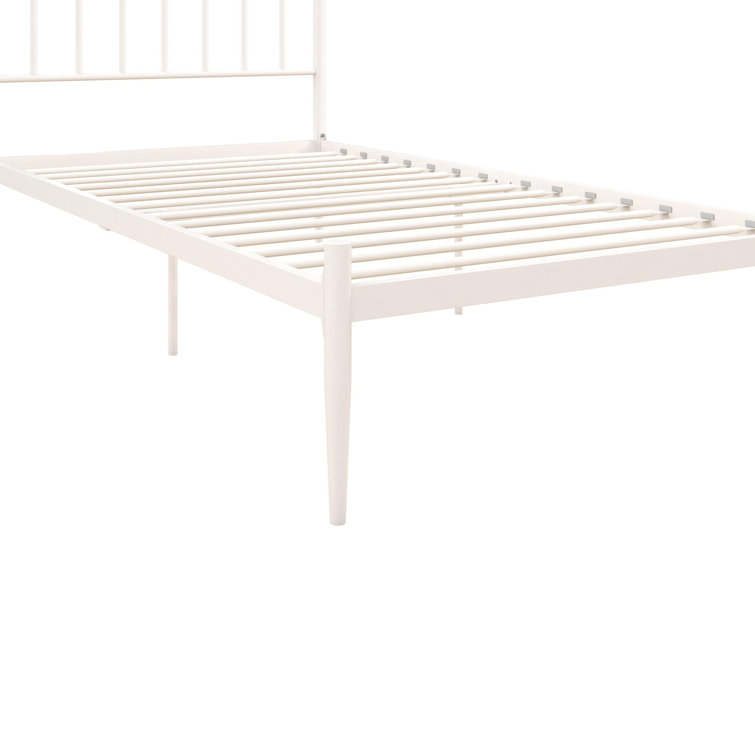 Twin Gold Metal Platform Bed with Headboard and Slats