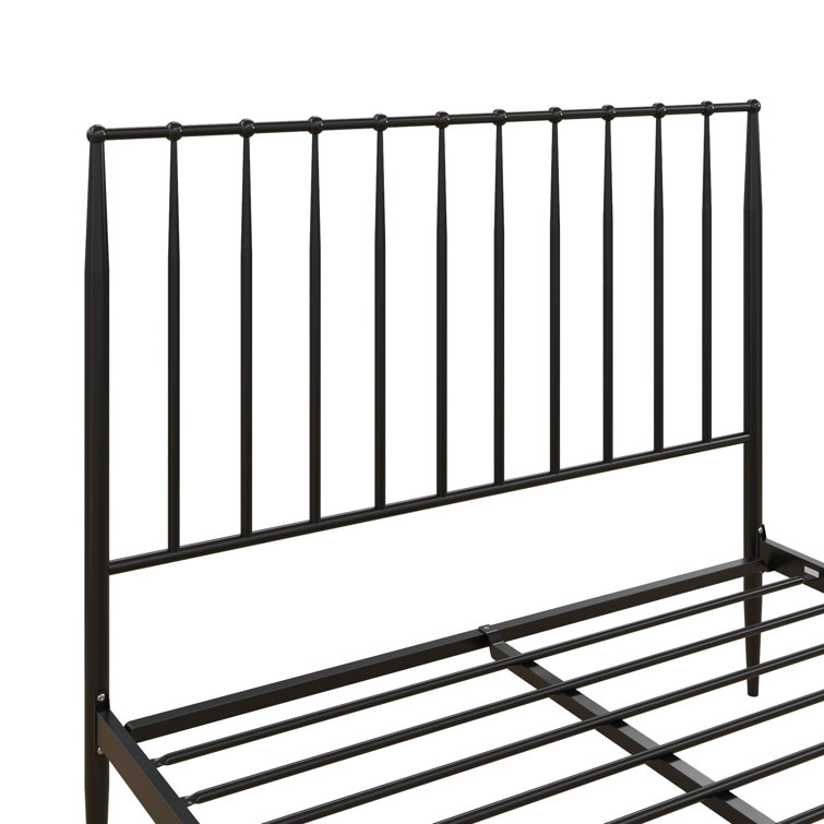 Giulia Gold Queen Metal Platform Bed with Vertical Slat Headboard