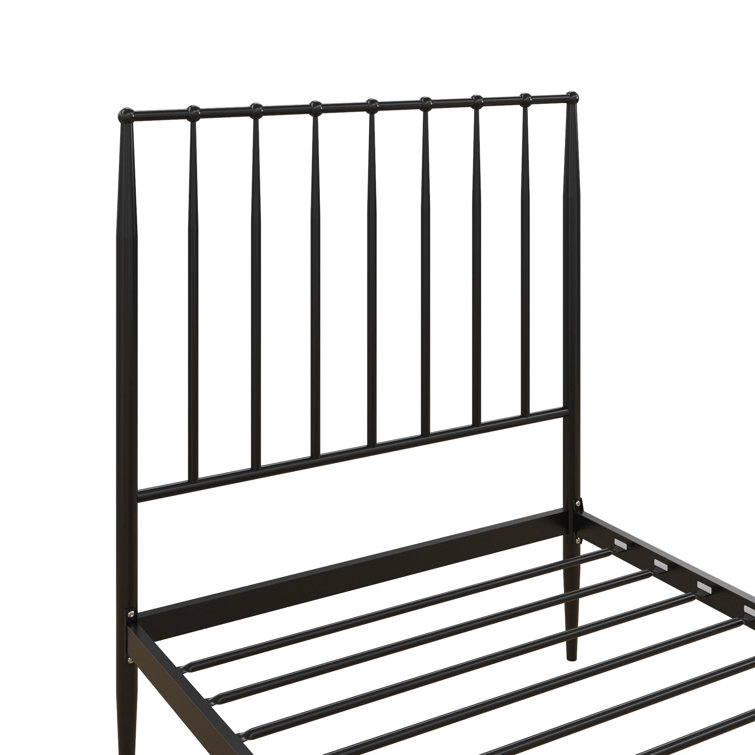 Twin Gold Metal Platform Bed with Headboard and Slats