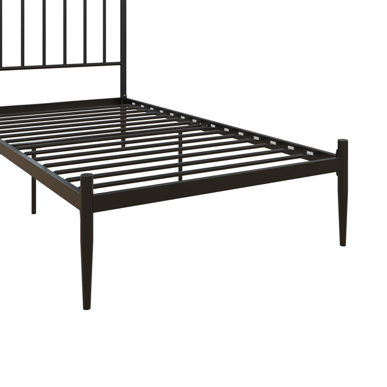 Twin Gold Metal Platform Bed with Headboard and Slats