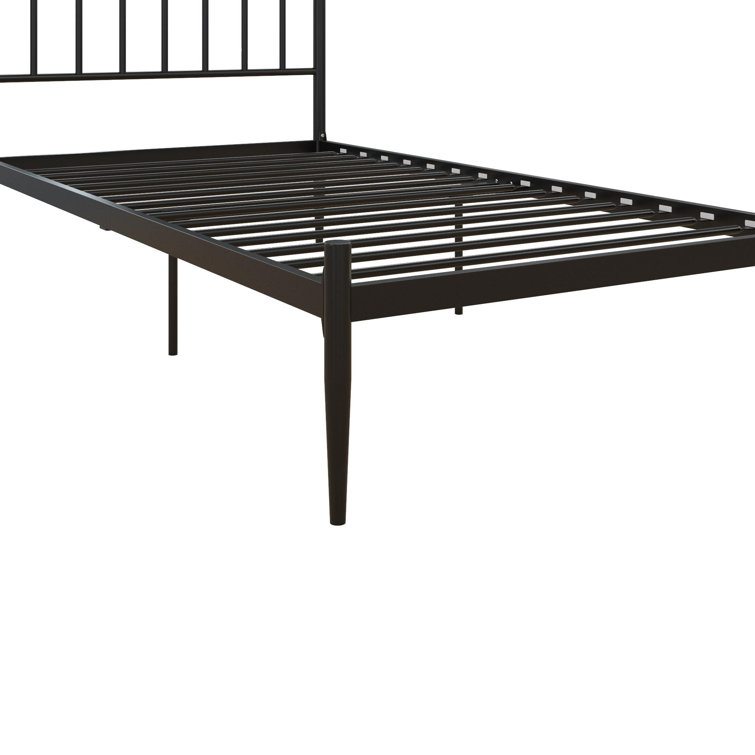 Twin Gold Metal Platform Bed with Headboard and Slats