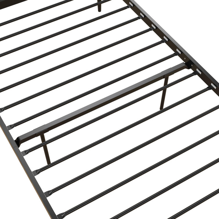Twin Gold Metal Platform Bed with Headboard and Slats