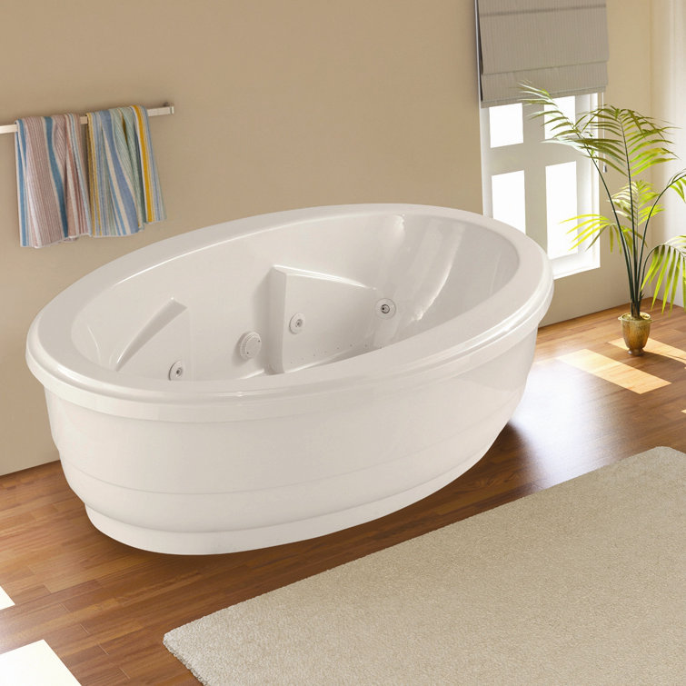 Nina 72'' White Acrylic Freestanding Whirlpool Bathtub