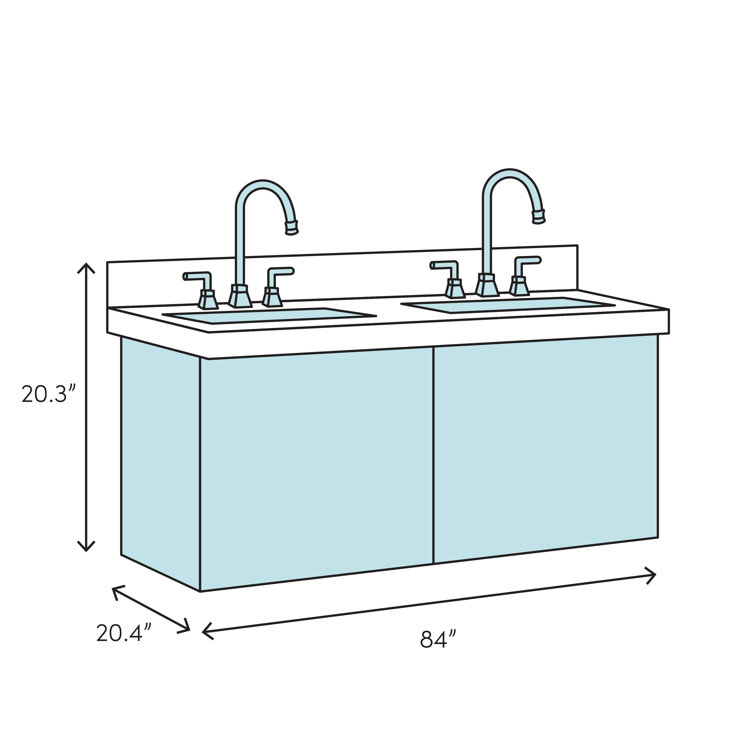 Formosa 84" Acacia Wood Wall-Mounted Double Sink Vanity with Quartz Top