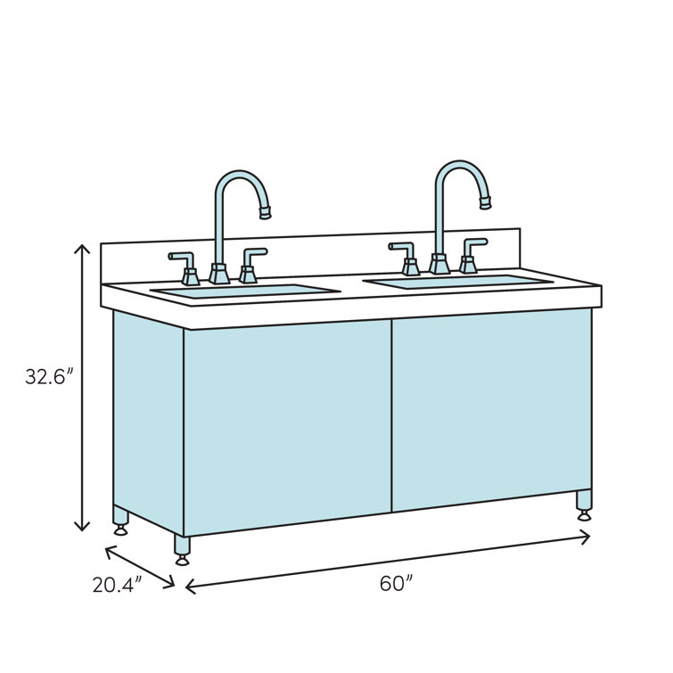 Espresso 60" Double Sink Freestanding Vanity with Quartz Top