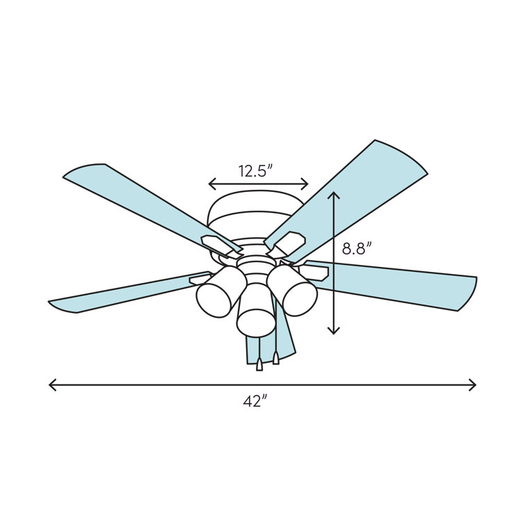 42" Bronze Low Profile Ceiling Fan with LED Light Kit