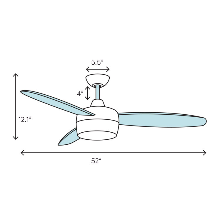 Black and Satin Nickel 52'' Ceiling Fan with LED Light and Remote
