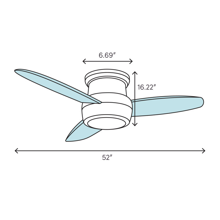 52" Matte Silver Low Profile Ceiling Fan with Light and Remote