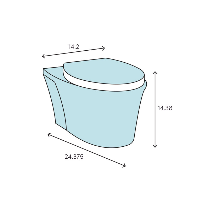 White Wall Mounted Elongated Dual Flush Toilet Bowl