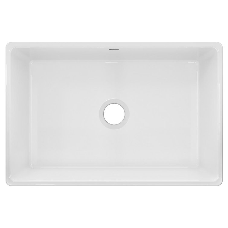 Gloss White Fireclay Farmhouse Single Bowl Kitchen Sink