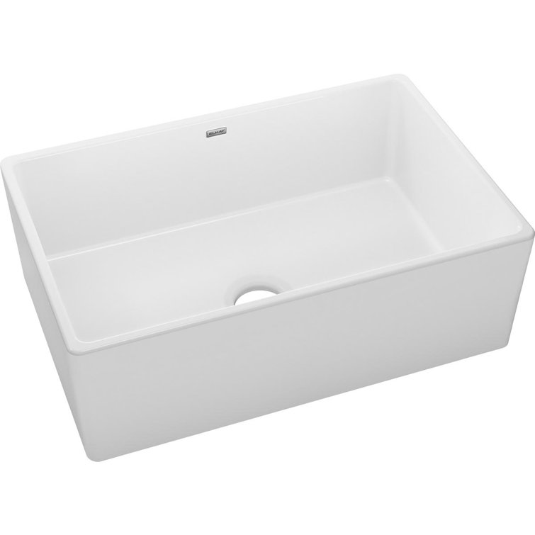 Gloss White Fireclay Farmhouse Single Bowl Kitchen Sink