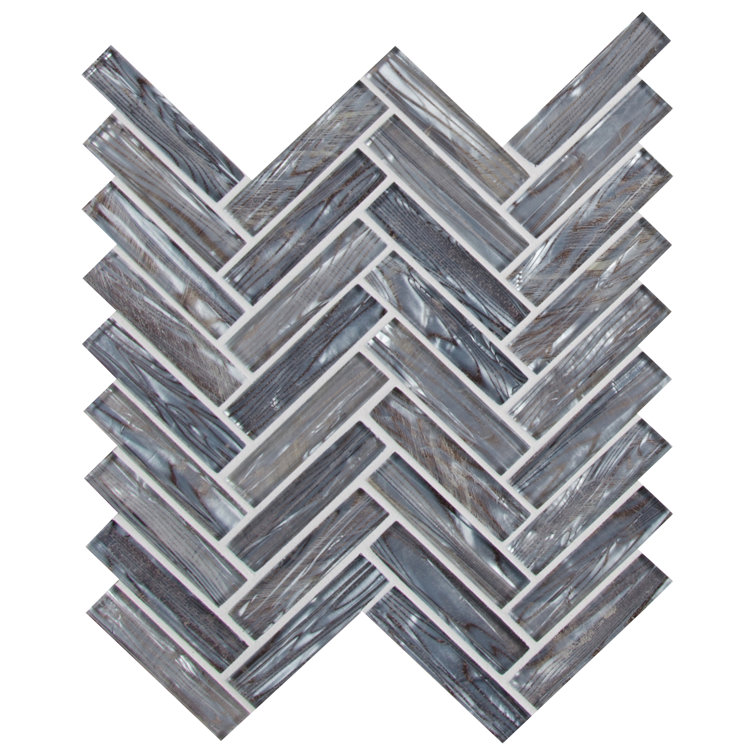 Gray and Silver Glass Mosaic Tile Sheet