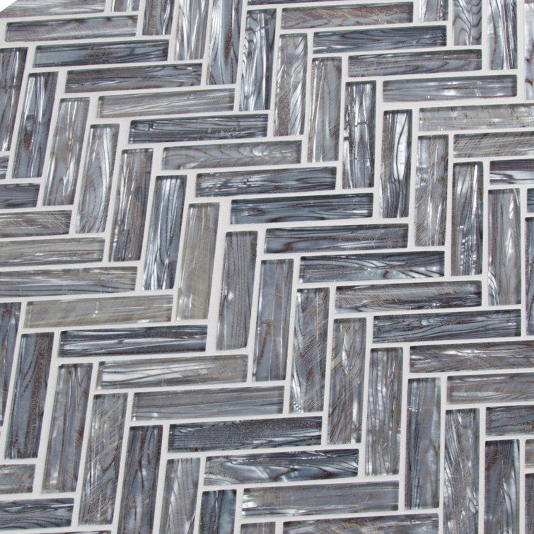 Gray and Silver Glass Mosaic Tile Sheet
