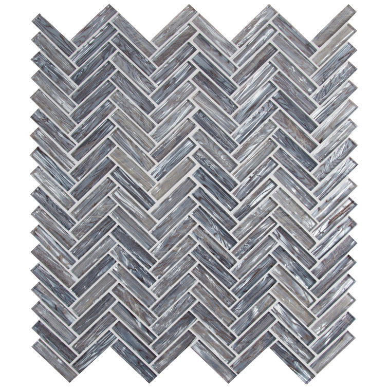 Gray and Silver Glass Mosaic Tile Sheet