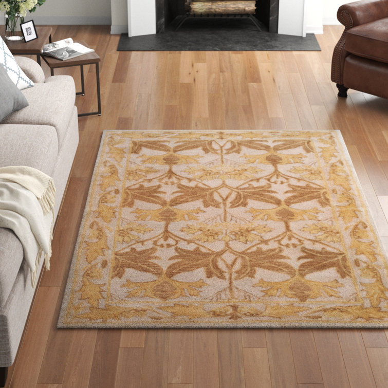 Antiquity Beige and Gold Hand-Tufted Wool Area Rug