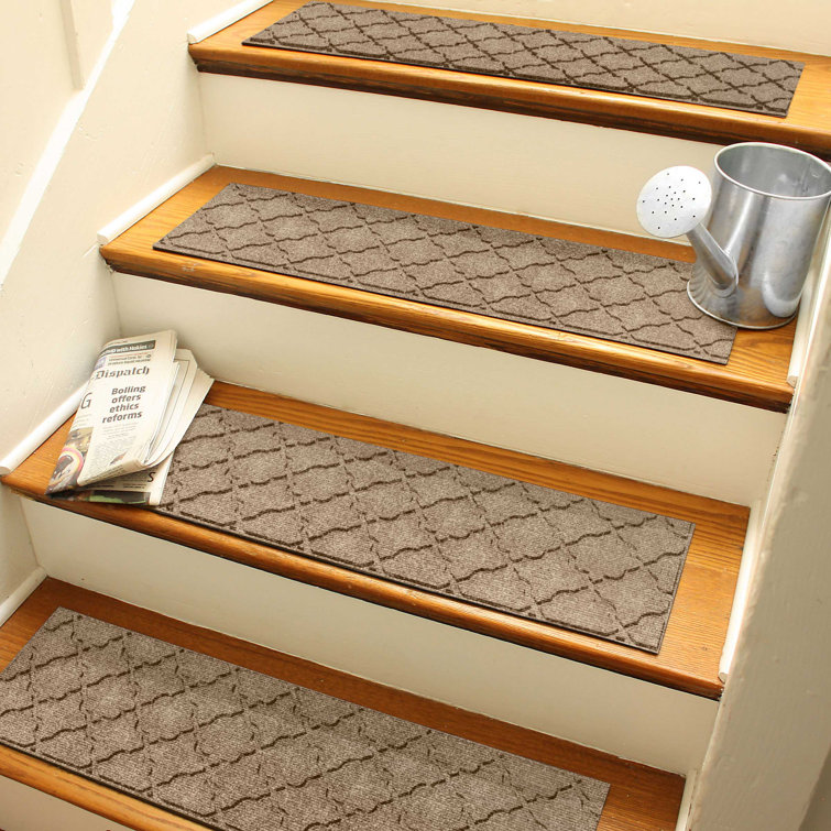 Camel Geometric Rubber Backed Indoor Outdoor Stair Treads