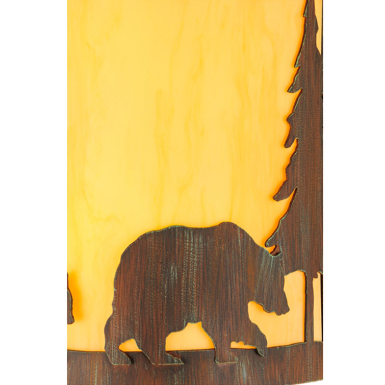 Rustic Brown Bear and Pine Tree Wall Sconce