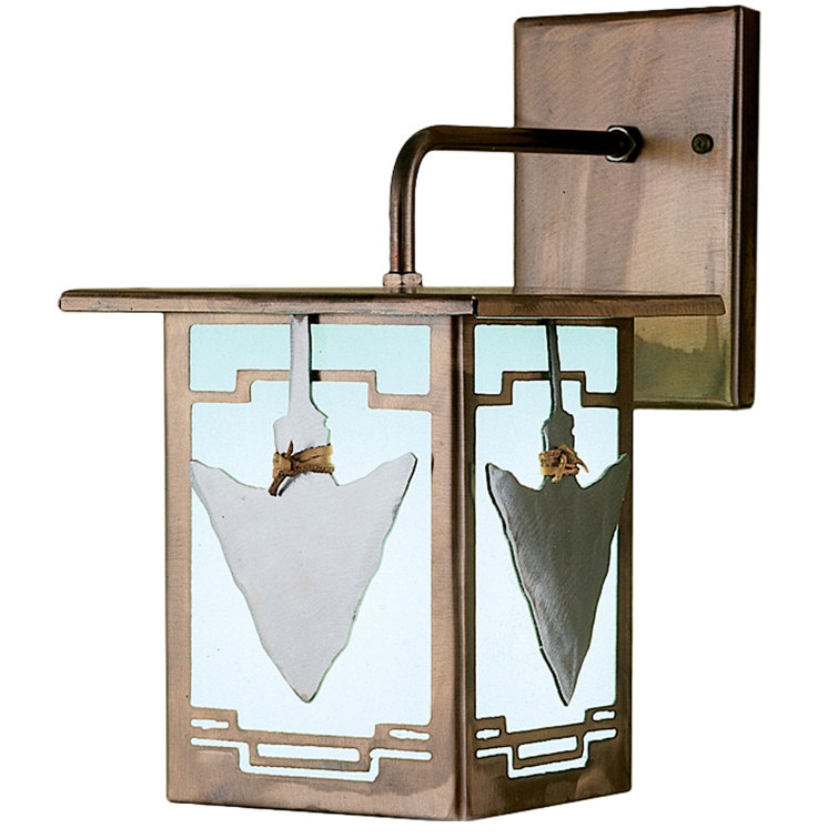 Antique Copper Steel Lantern Sconce with White Glass Shade