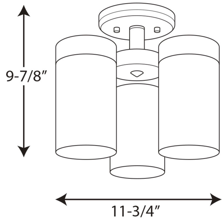 Polished Chrome 3-Light Glass Semi-Flush Mount