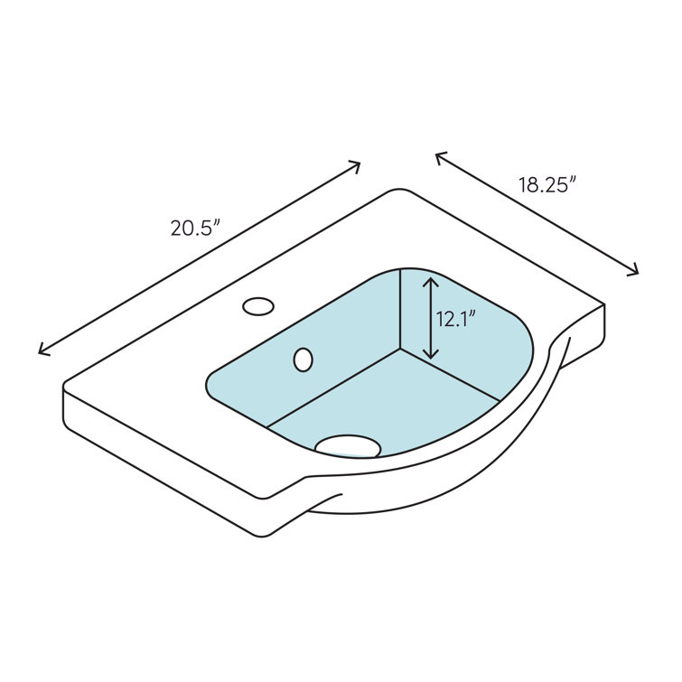 White Ceramic Wall-Mount Bathroom Sink with Overflow