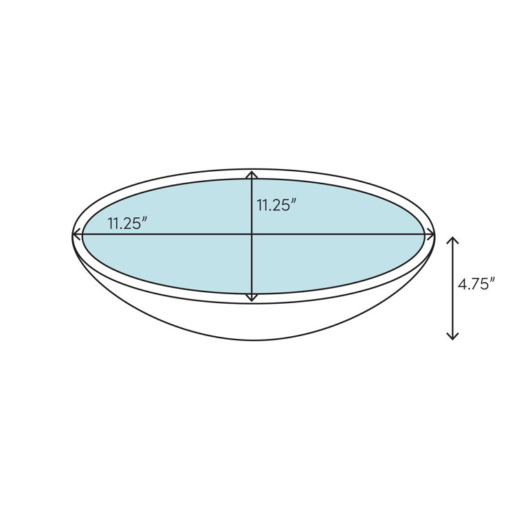 White Ceramic Round Above-Counter Vessel Sink, 11.25"
