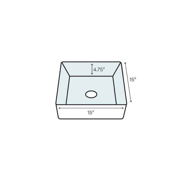 Glossy White Ceramic Square Vessel Bathroom Sink