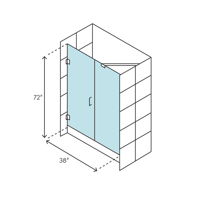 Avalux GS 48" x 72" Frameless Stainless Steel Hinged Shower Enclosure