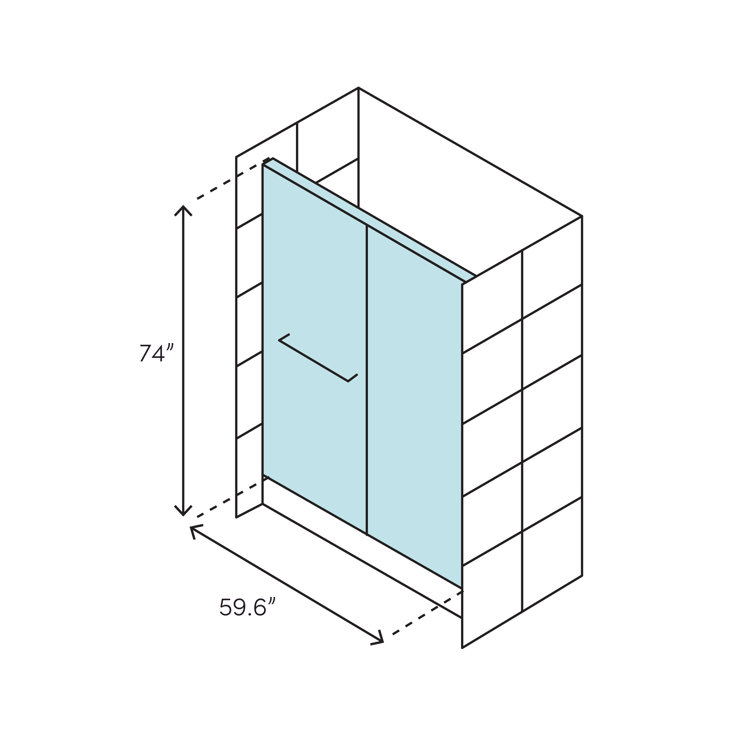 Levity Anodized Dark Bronze Frameless Sliding Shower Door with Clear Glass