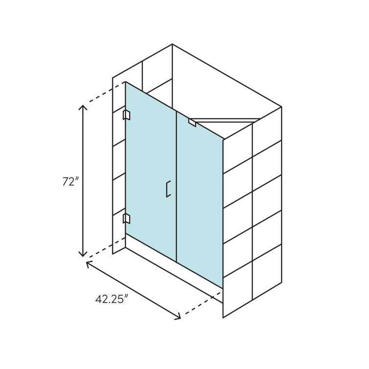 Belmore GS 72" x 42.25" Chrome Frameless Frosted Glass Shower Door
